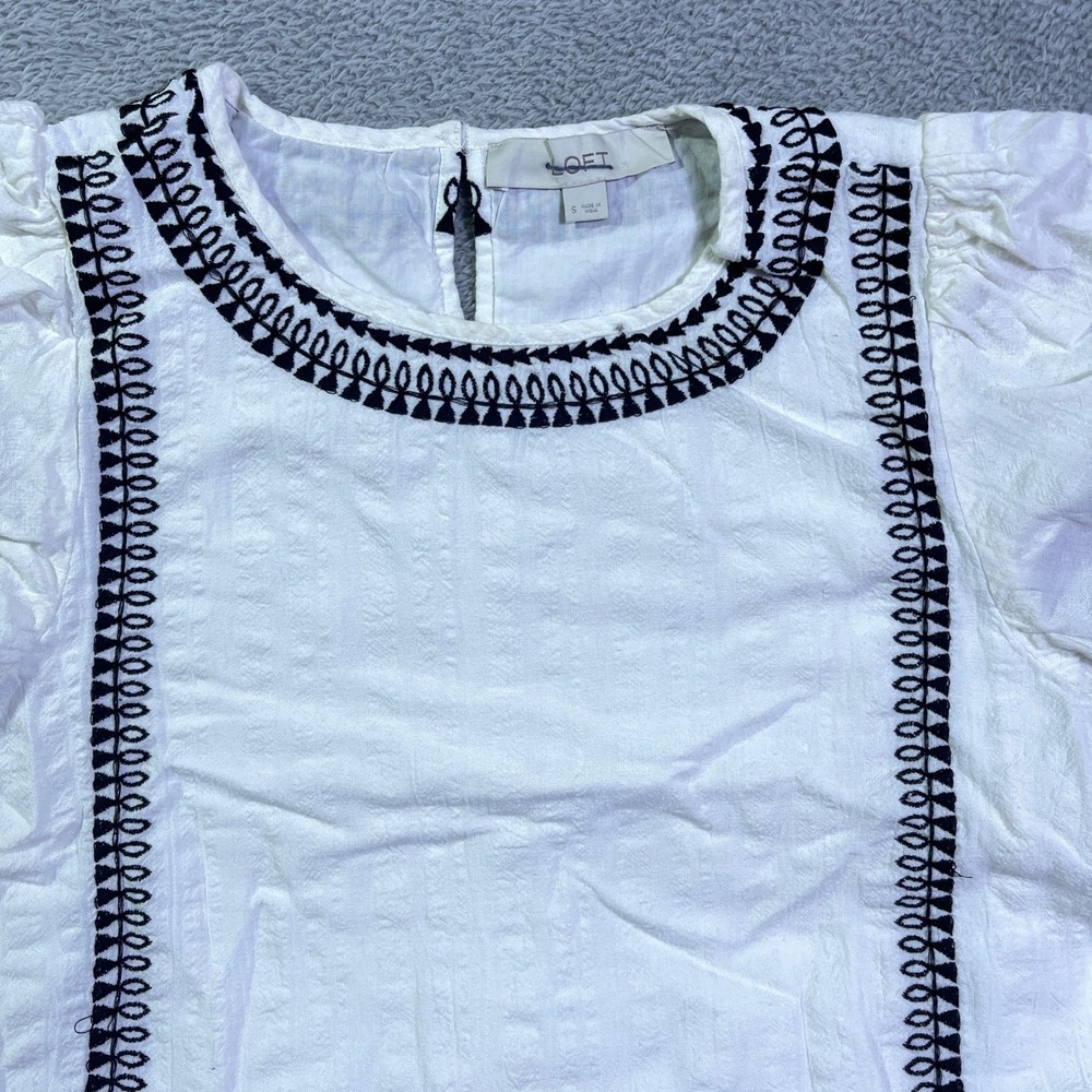 LOFT White Embroidered Tiered Dress Casual Boho Summer Festival‎ Size S